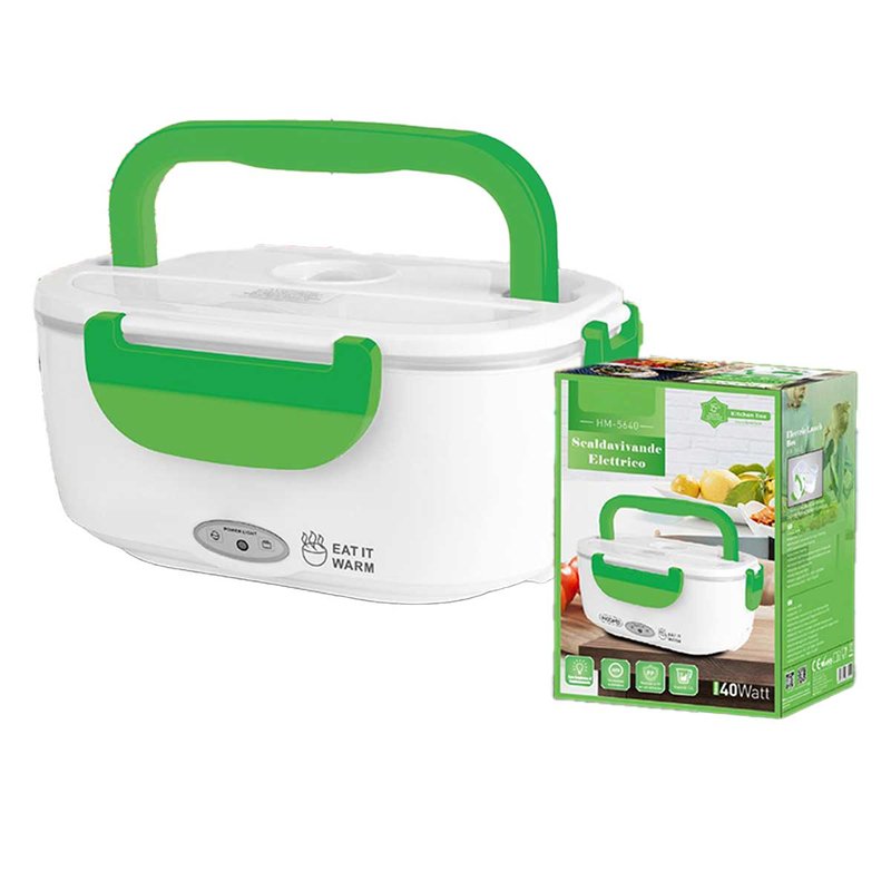 Scaldavivande Elettrico 1.1L 40W Riscalda Porta Pranzo Lunchbox con Contenitori Staccabili Verde