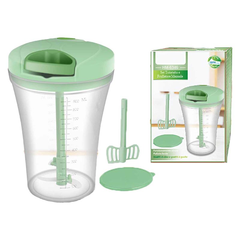 Tritatutto Manuale con Filo per Verdure Cipolle Patate Cubetti con Lame in Acciaio Inox Materiale BPA FREE Capacita 900mL