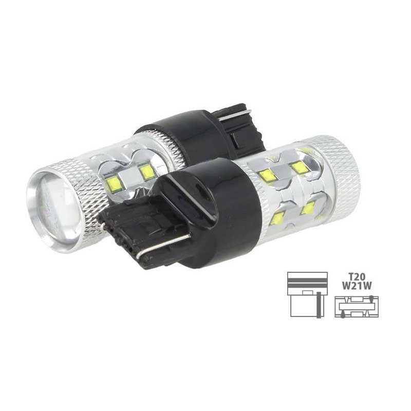 Lampada Led T20 50W W21W 7440 12V 24V 10 Led Cree Da 5W Luci Diurne Lancia Ypsilon Iveco Daily Nuova VW Touran Audi Q3