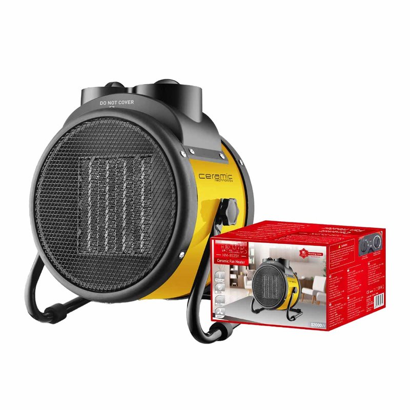 Mini Termoventilatore in Ceramica Potenza Regolabile 1000W 2000W con Livelli Regolabile con Autoprotezione Surriscaldamento Giallo