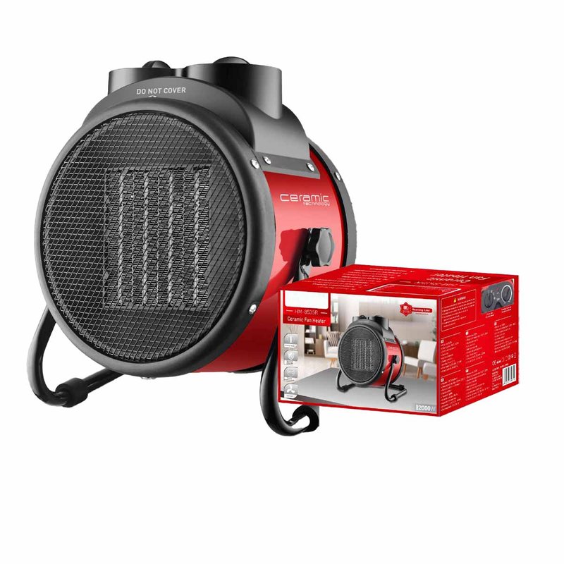 Mini Termoventilatore in Ceramica Potenza Regolabile 1000W 2000W con Livelli Regolabile con Autoprotezione Surriscaldamento Rosso