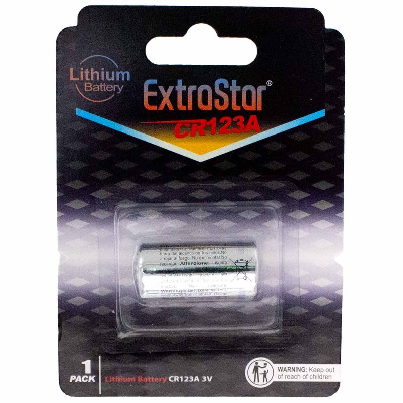 Pila Batteria CR123A 3V 1500mAh Litio Extrastar Confezione da 1 Pezzo