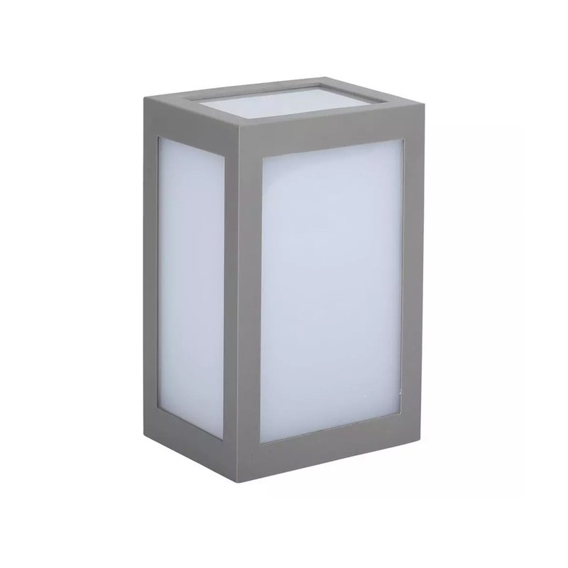 Applique Lampada Led Da Muro Parete a Lanterna 12W 3000K Carcassa Grigia IP65 360 Gradi SKU-8337