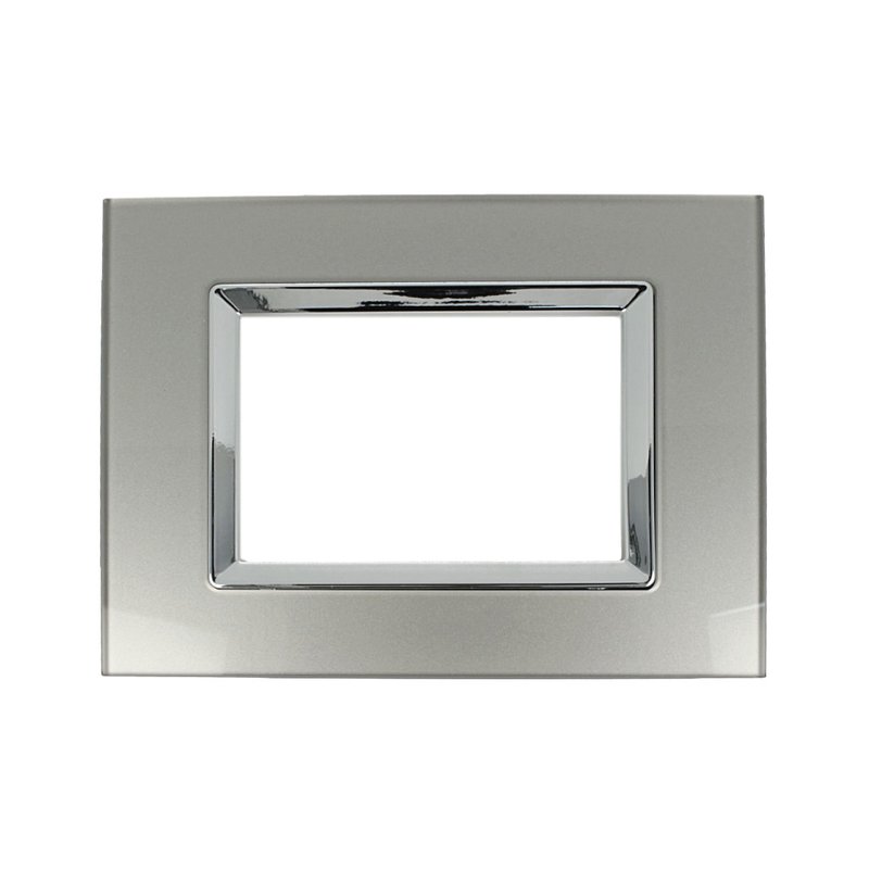 SANDASDON Placca Elegance In Vetro Cristallo Plexiglass Lucido 3M Titanio Compatibile Con Bticino Matix