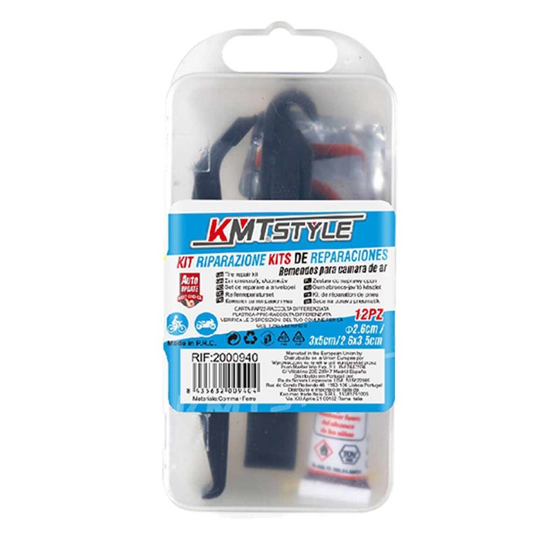 Kit Riparazione per Pneumatici Bicicletta Riparazione Camera d'Aria Bici Moto Veicoli con Pneumatici in Gomma Kit da 12 Pezzi