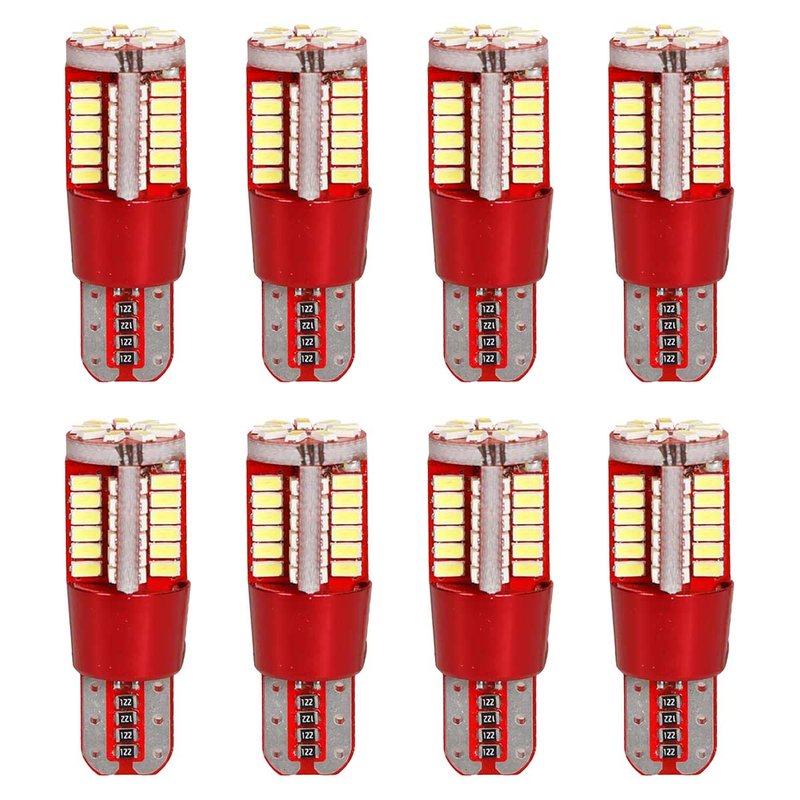 8pcs Lampada Led T10 W5W 194 168 57 SMD 3014 Luce Auto12V Canbus 1.8W 300lm 35mm Bianco Freddo 6500K