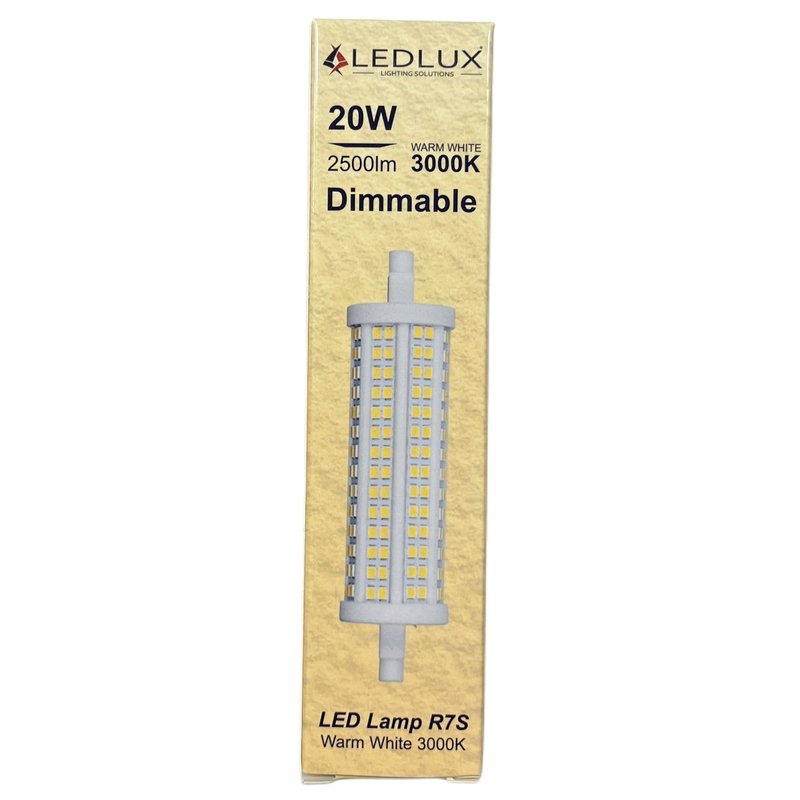 Lampada Led R7S 118mm 20W 2500lm Dimmerabile Bianco Caldo 3000K