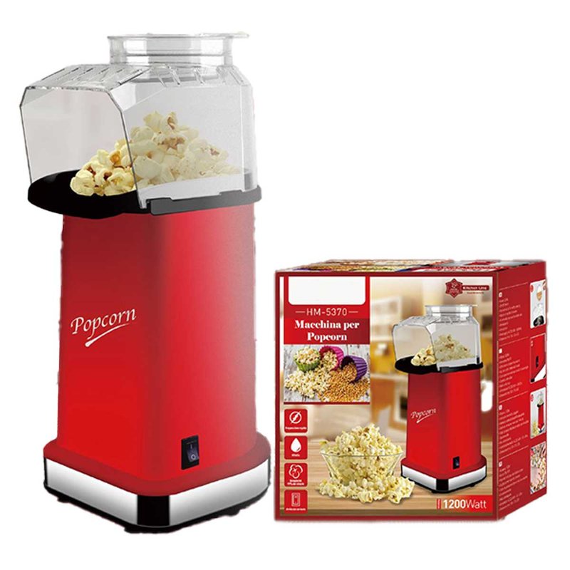 Macchina per Popcorn ad Aria Calda 1200W Preparazione Veloce Max 3 minuti Senza Olio e Grassi Facile da Pulire SKU 5370