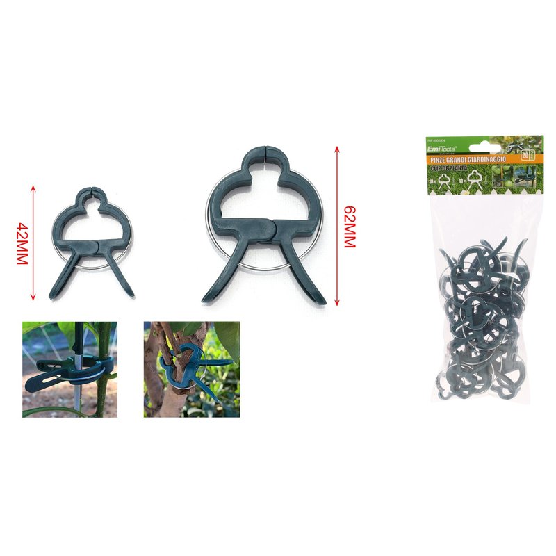 20 Pezzi Clips per Piante Sostegno per Piante Rampicanti Pinze a Morsetti Per Giardino 42mm + 62mm