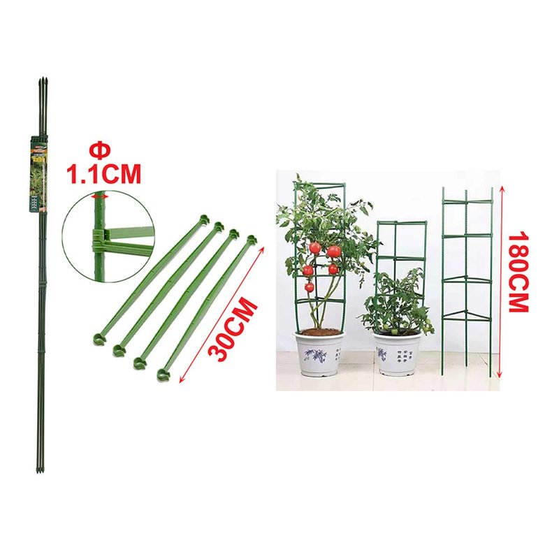 Set di Supporto Piante Sostegno per Pomorodori Rampicanti Vite Riutilizzabile Bastoni Plastificati 1,1x180x30cm