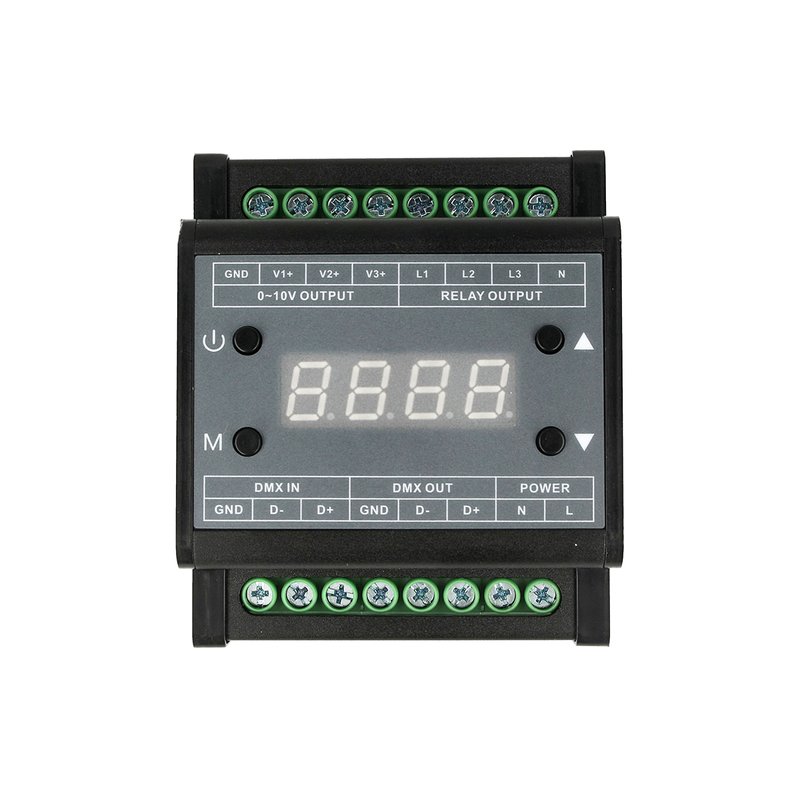 Centralina DMX Led Dimmer Con Segnale 0-10V Convertitore Segnale da DMX512 a 0-10V Attacco Guida DIN