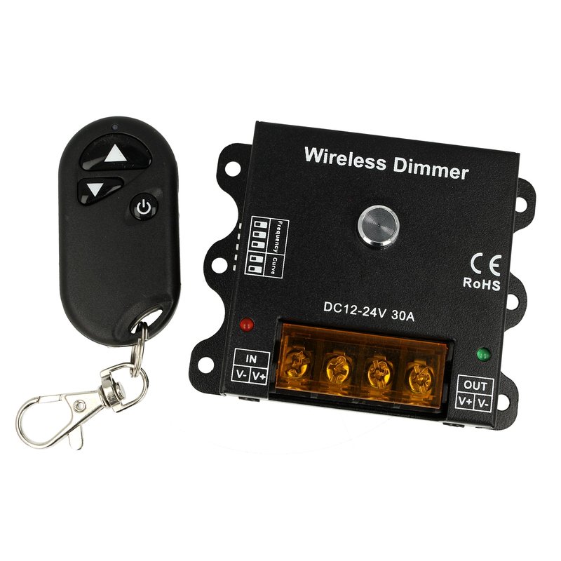 Led Dimmer PWM 12V 24V 30A Con Telecomando RF Wireless Frequenza PWM e Dimming Curve Regolabile DM111