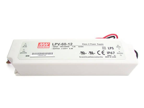 Alimentatore Trasformatore CV MeanWell Impermeabile IP67 12V 60W 5A LPV-60-12 Input 220V e 110V