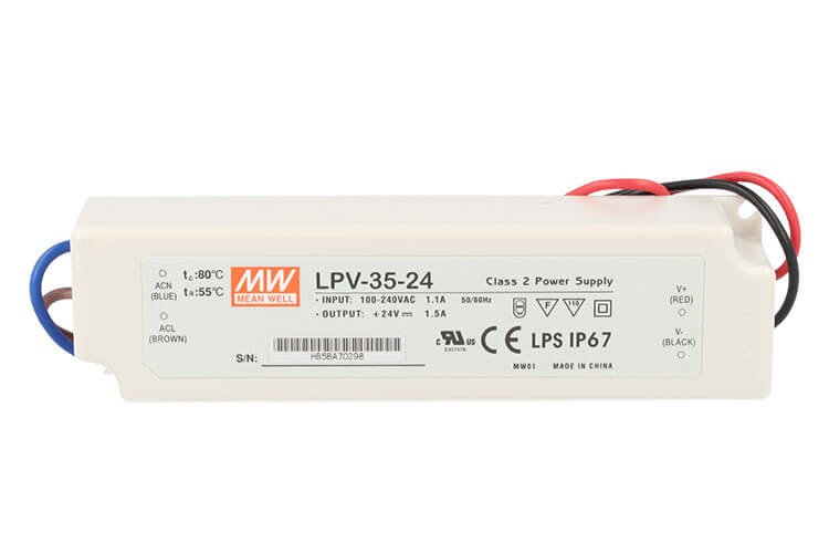 Alimentatore Trasformatore CV MeanWell Impermeabile IP67 24V 35W 1,5A LPV-35-24 Input 220V e 110V