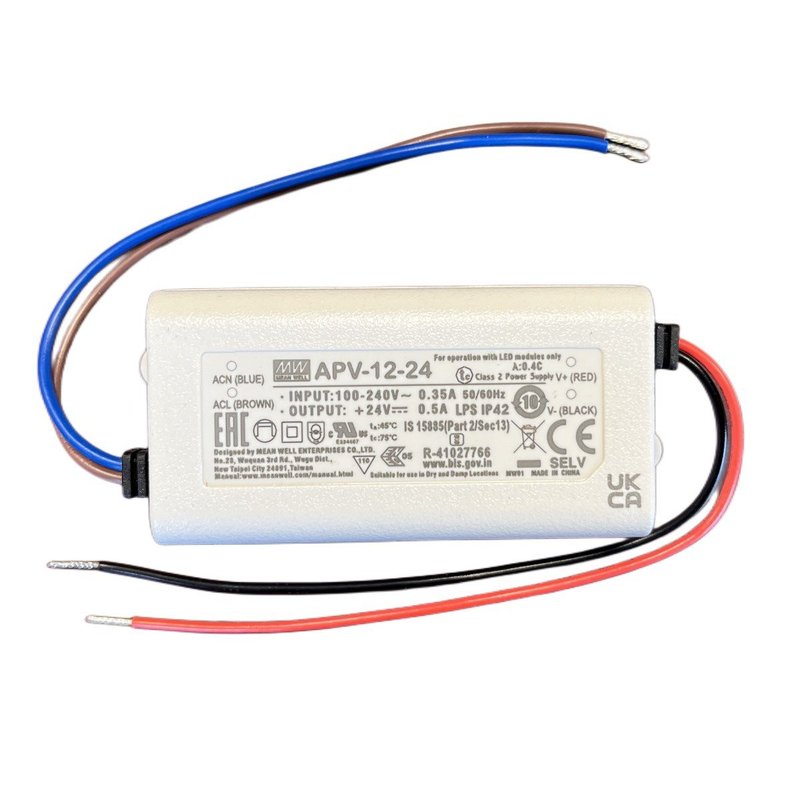 MeanWell APV-12-24 Alimentatore 12W 24V 0,5A IP30 Input 220V e 110V