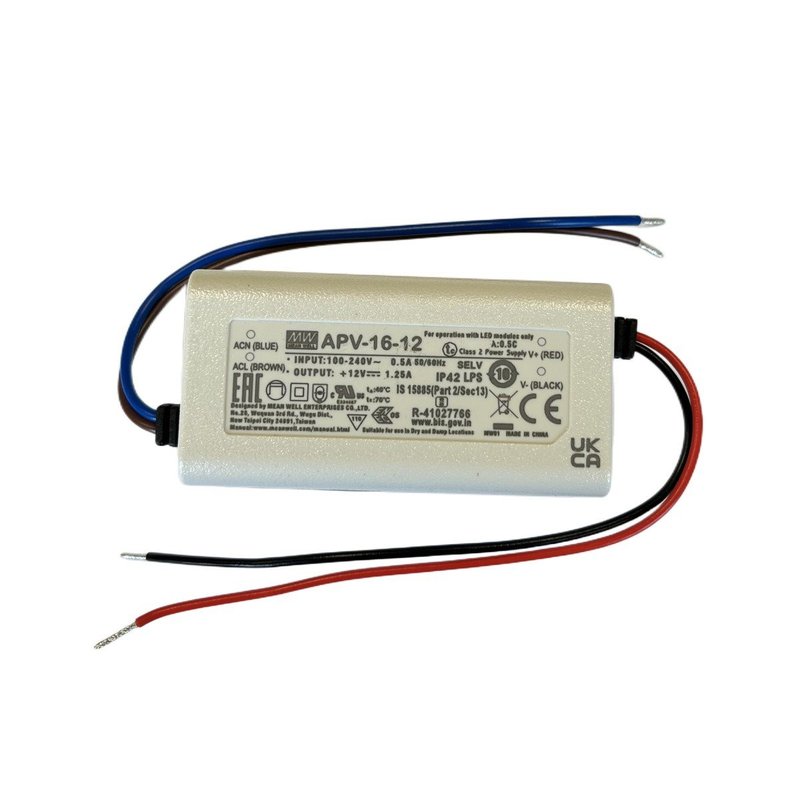 MeanWell APV-16-12 Alimentatore 16W 12V 1,25A IP30 Input 220V e 110V