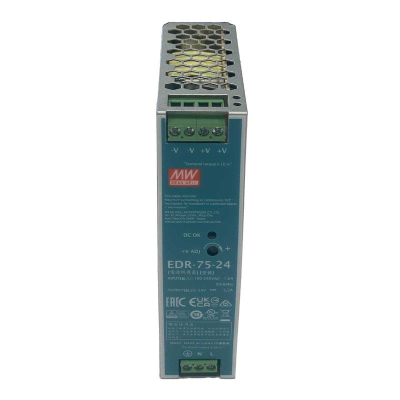 MeanWell EDR-75-24 Trasformatore Rotaia Industriale 24V 75W 3,2A Barra Guida DIN Input 220V 110V