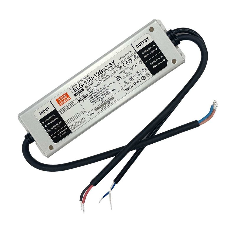 MeanWell ELG-150-12B-3Y Alimentatore Dimmerabile 0-10V PWM Resistenza IP67 120W 12V 10A Input 220V e 110V