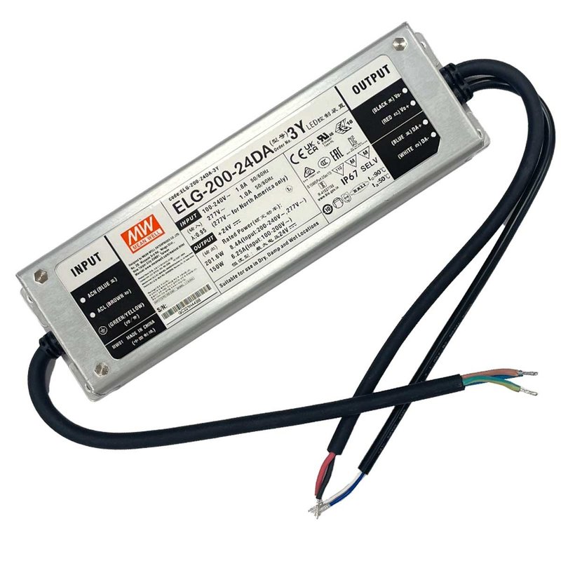 MeanWell ELG-200-24DA-3Y Alimentatore Dimmerabile DALI IP67 200W 24V 8,4A Input 220V e 110V