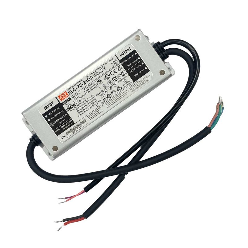 MeanWell ELG-75-24DA-3Y Alimentatore Dimmerabile DALI IP67 75W 24V 3,15A Input 220V e 110V