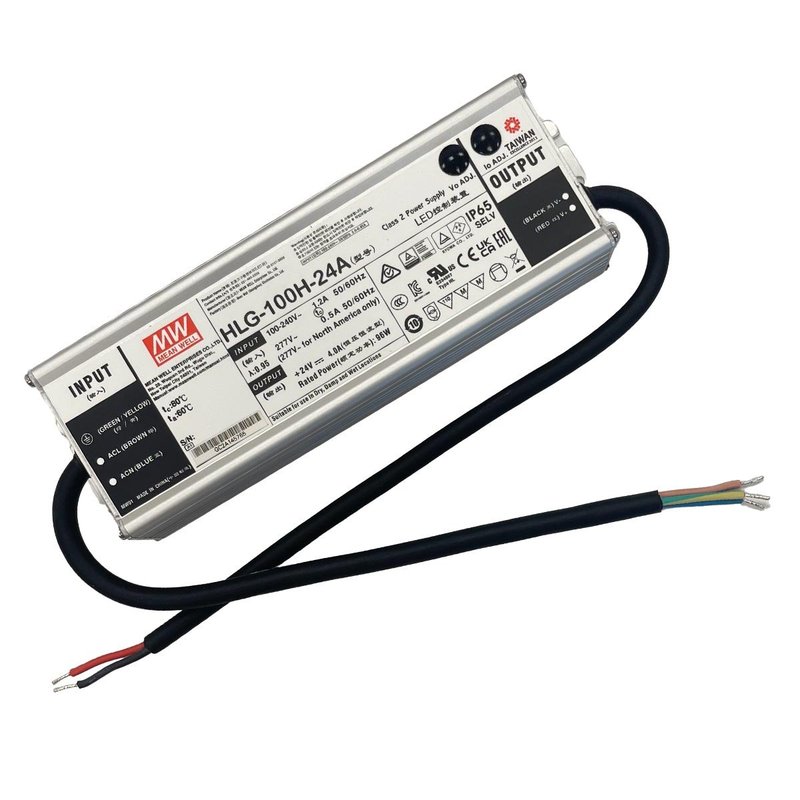 Meanwell HLG-100H-24A Alimentatore Led Driver CC CV 96W 24V 4A IP67 Input 220V 110V