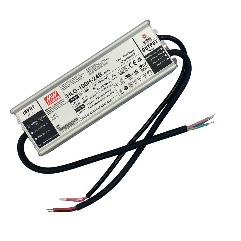 Meanwell HLG-100H-24B Alimentatore Led Driver CC CV Dimmerabile 96W 24V 4A IP67 Input 220V 110V