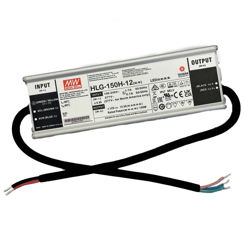 Meanwell HLG-150H-12 Alimentatore Led Driver CC CV 150W 12V 12,5A IP67 Input 220V 110V