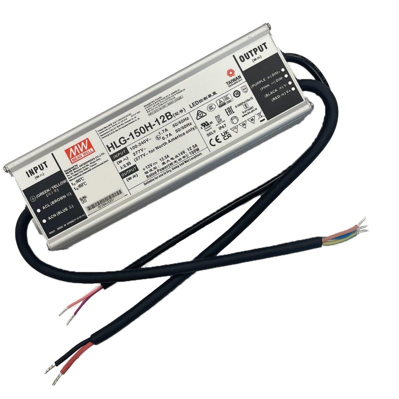 Meanwell HLG-150H-12B Alimentatore Led Driver CC CV Dimmerabile 150W 12V 12,5A IP67 Input 220V 110V