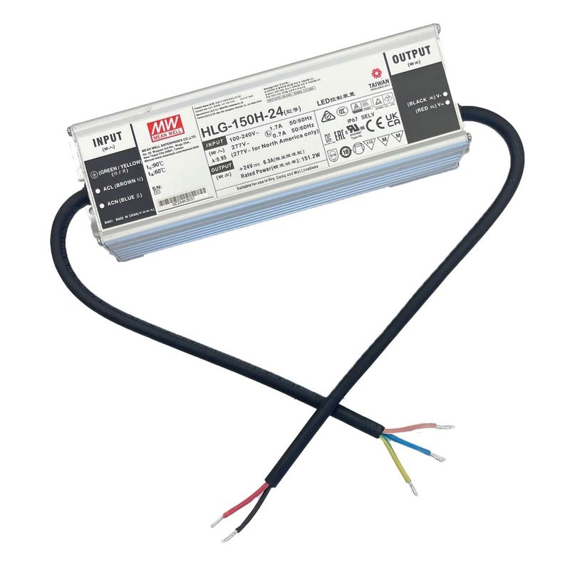 Meanwell HLG-150H-24 Alimentatore Led Driver CC CV 150W 24V 6,3A IP67 Input 220V 110V