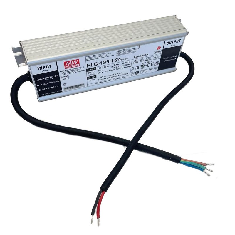 Meanwell HLG-185H-24 Alimentatore Led Driver CC CV 185W 24V 7,8A IP67 Input 220V 110V