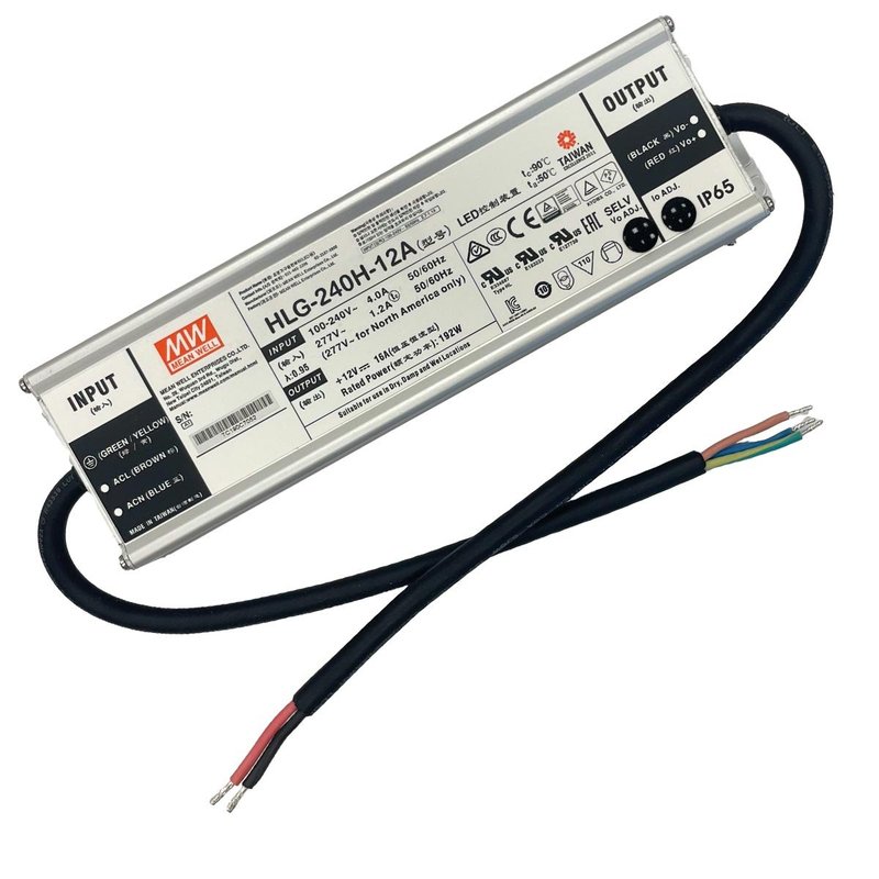 MeanWell HLG-240H-12A Alimentatore Led Driver IP67 192W 12V 16A Input 220V e 110V