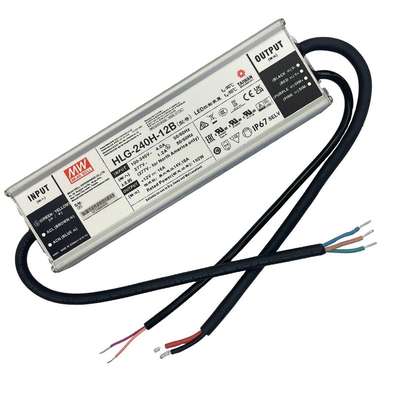 MeanWell HLG-240H-12B Alimentatore Led Driver Dimmerabile IP67 192W 12V 16A Input 220V e 110V