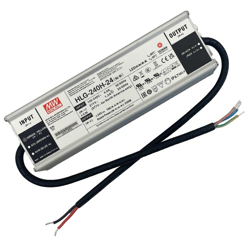 MeanWell HLG-240H-24 Alimentatore Led Driver IP67 240W 24V 10A Input 220V e 110V