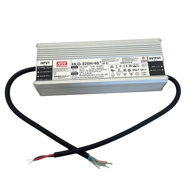 MeanWell HLG-320H-48 Alimentatore Led Driver CV CC IP67 320W 48V 6,7A Input 220V e 110V