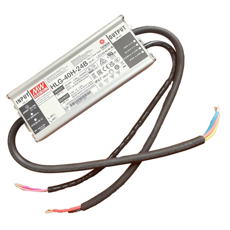 MeanWell HLG-40H-24B Alimentatore Led Driver CV CC Dimmerabile IP67 40W 24V 1,67A Input 220V e 110V