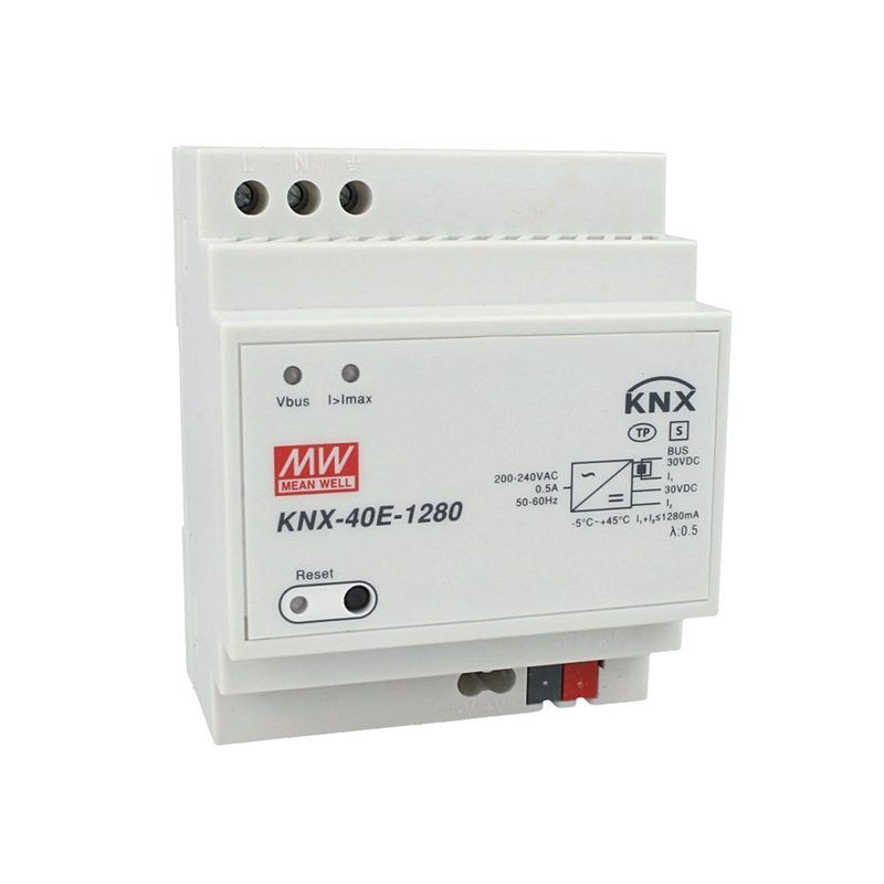 MeanWell KNX-40E-1280 Alimentatore KNX 30V 1280 mA 38,4W Konnex Per Guida DIN Binario