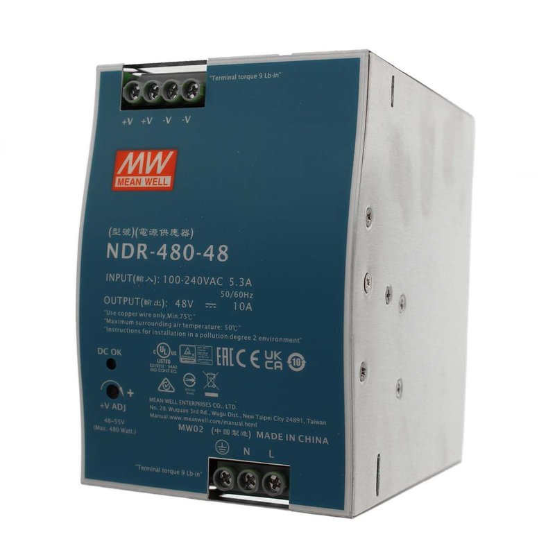 MeanWell NDR-480-48 Trasformatore Rotaia Industriale 48V 480W 10A Barra Guida DIN Rail Power Supply Input 220V 110V