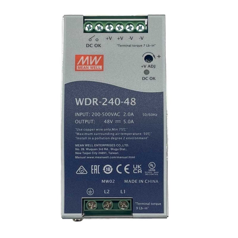 MeanWell WDR-240-48 Alimentatore Slim DIN Rail 240W 48V 5A Input 180-550V