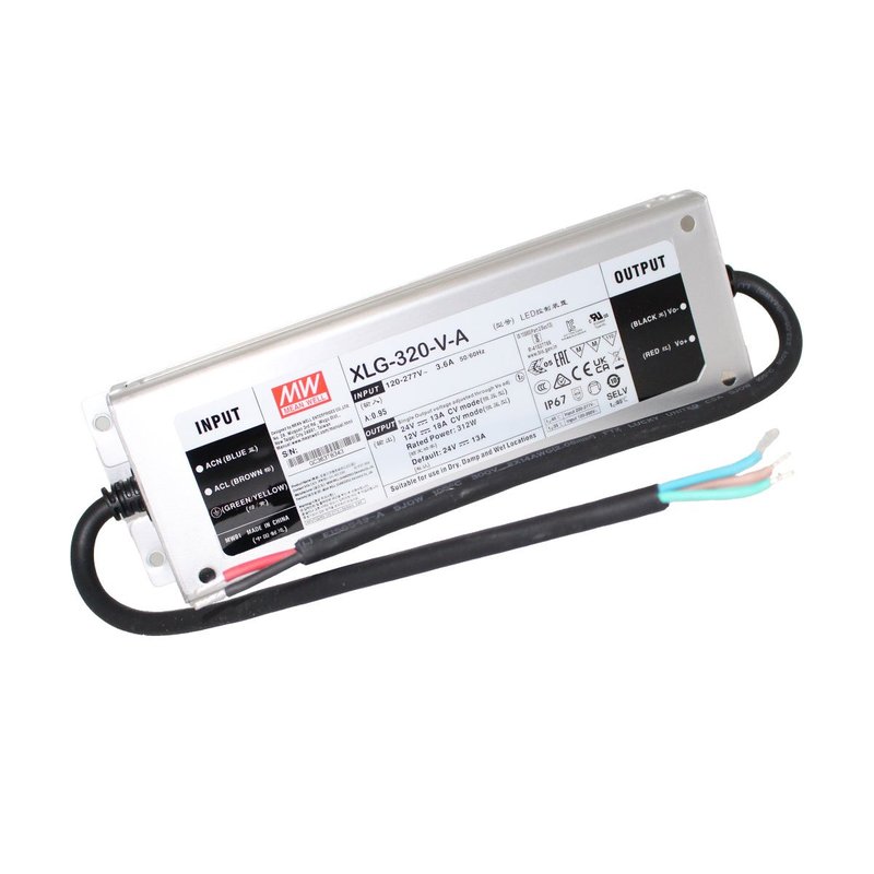 MeanWell XLG-320-V-A Alimentatore Led Driver 24V 13A 312W 12V 18A 216W IP67 Input 220V e 110V