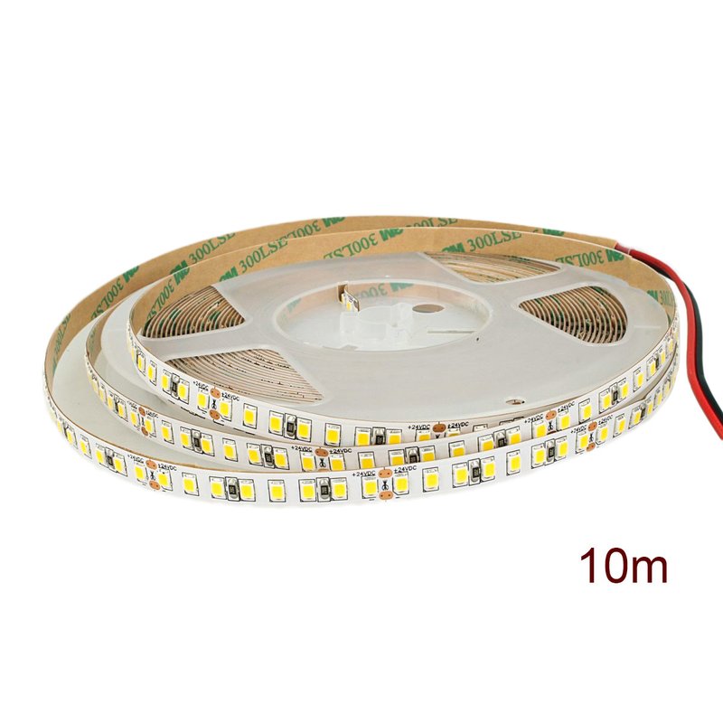 24V Bobina Led Da 10 Metri IP20 2700K 12W/M 1600 smd 2835 2000 LM/M Passo 8mm