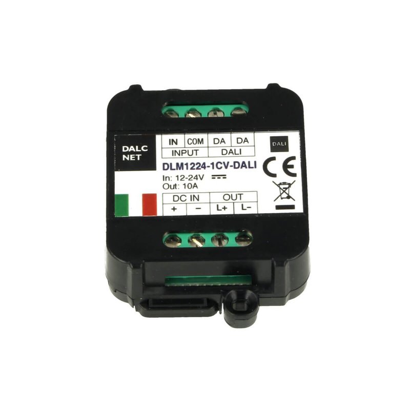 Dalcnet DLM1224-1CV-DALI Led Dimmer Bus DALI 12V 24V 10A Pulsante N.O. 0/1-10V Potenziometro