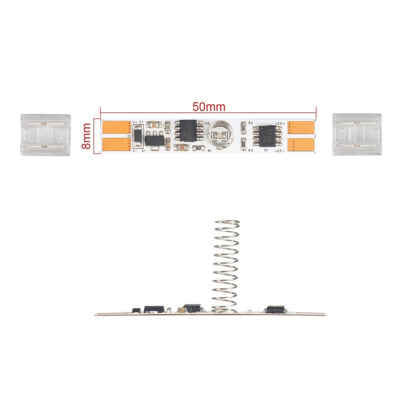 Interruttore Led Dimmer Touch Senza Saldatura Flessibile Larghezza 8mm 12V 24V 3A Con Memoria e Led Blu