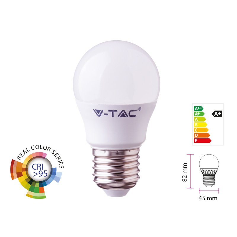 Lampada A Led E27 CRI 95 G45 5,5W 470LM Caldo 2700K Forma Sfera Bulbo Pallina SKU-7491