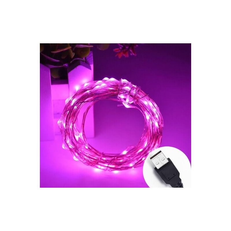 Stringa Led USB Viola Violetta 5 Metri 50 Led IP67 Per Decorazione Gaming PC Case Addobbi Natalizi Festa Nozze