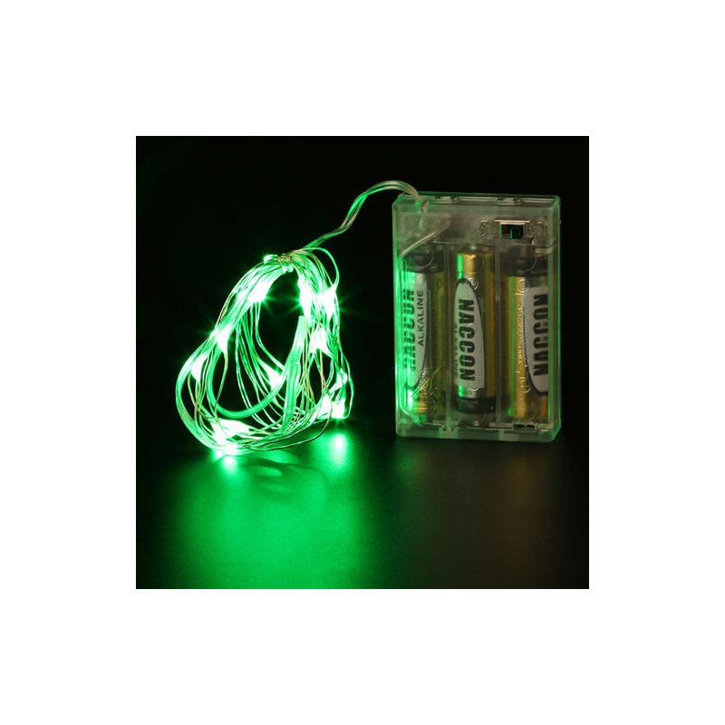 Stringa Led Verde Filo Rame Copper Wire String 10 Metri 100 Led IP67 Cielo Stellato Per Decorazione Festa Nozze Addobbi Natalizi Alimentata a Pile