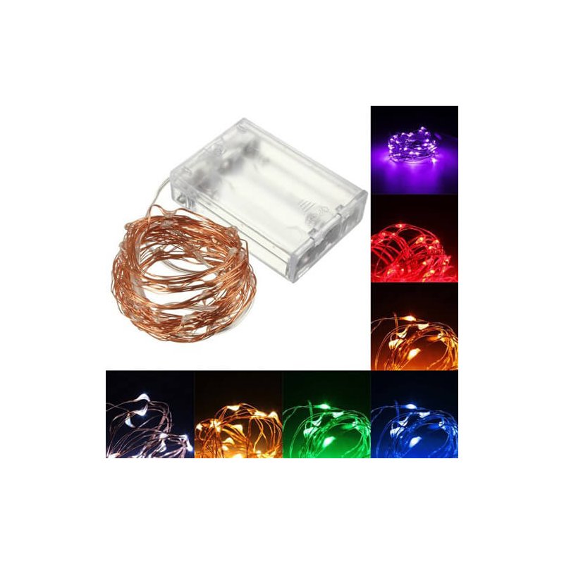 Stringa Led RGB Fisso Filo Rame Copper Wire String 10 Metri 100 Led IP67 Cielo Stellato Per Decorazione Festa Nozze Addobbi Natalizi Alimentata a Pile