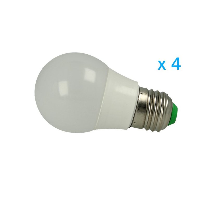 4 PZ Lampade Led E27 Bulbo 3W=30W Bianco Caldo Diametro 50mm Altezza 94mm