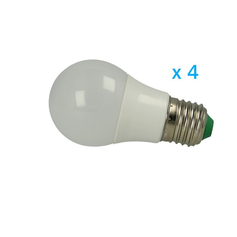 4 PZ Lampade Led E27 Bulbo 3W=30W Bianco Freddo Diametro 50mm Altezza 94mm