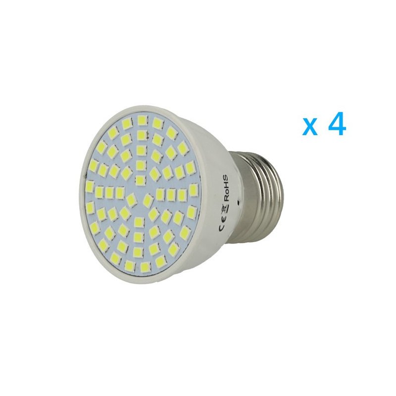 4 PZ Lampade Led E27 Spot 3,5W=35W Bianco Freddo Diametro 50mm Con 60 smd 2835