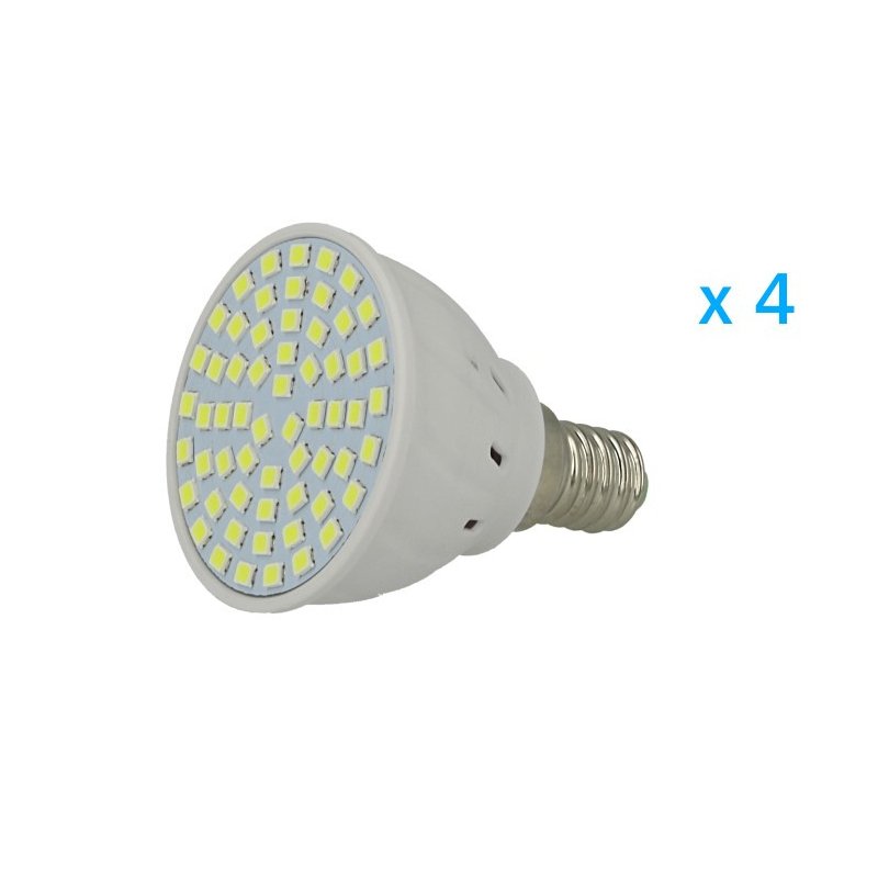 4 PZ Lampade Led E14 Spot 3,5W=35W Bianco Freddo Diametro 50mm Con 60 smd 2835